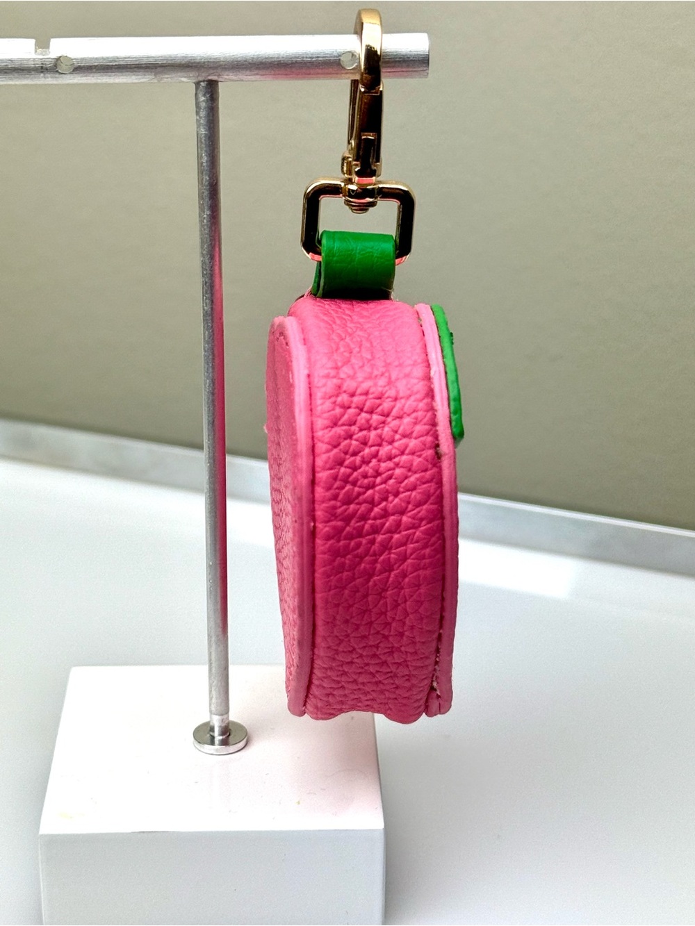 Pink Peach Fruit Micro Mini Bag Charm Coin Purse Keychain - Picture 5 of 14